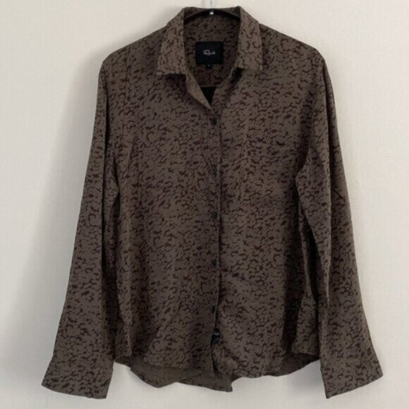 Rails Button Down Shirt Top Womens Small Green Black Print Abstract Long Sleeve - Picture 1 of 11
